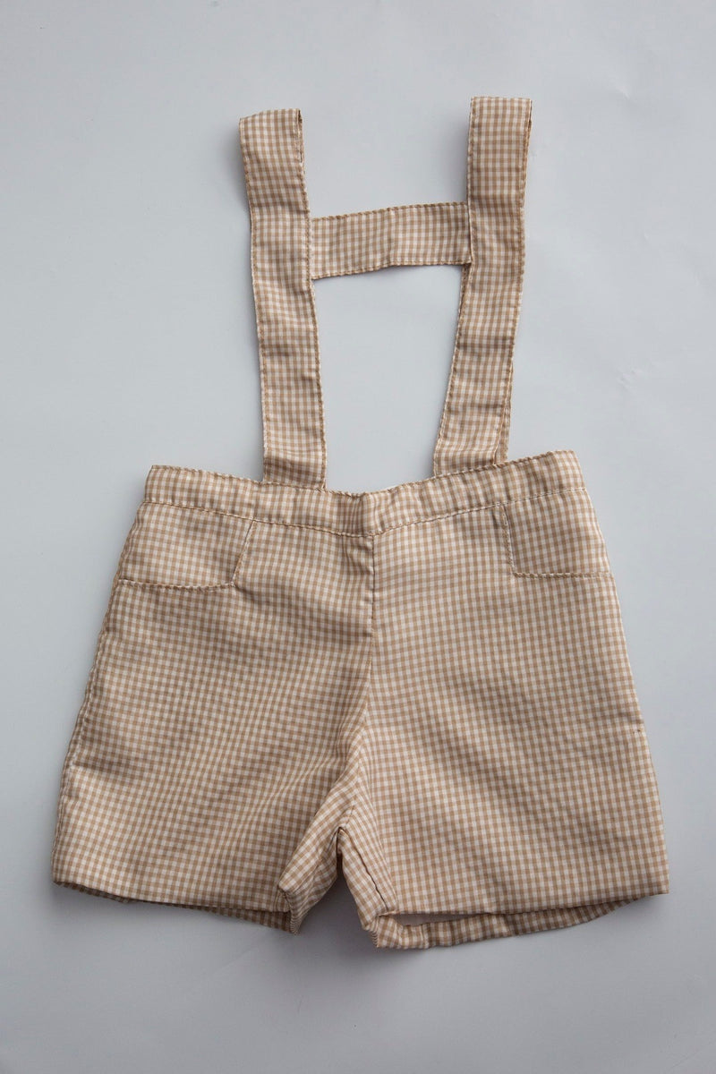 Sand Gingham Shorts with Suspenders