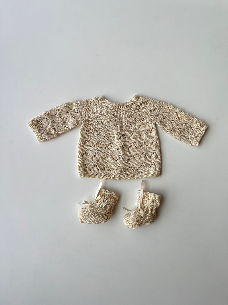 Hand-knitted Sweater with Booties