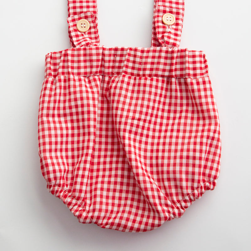Red Gingham Romper with Suspenders