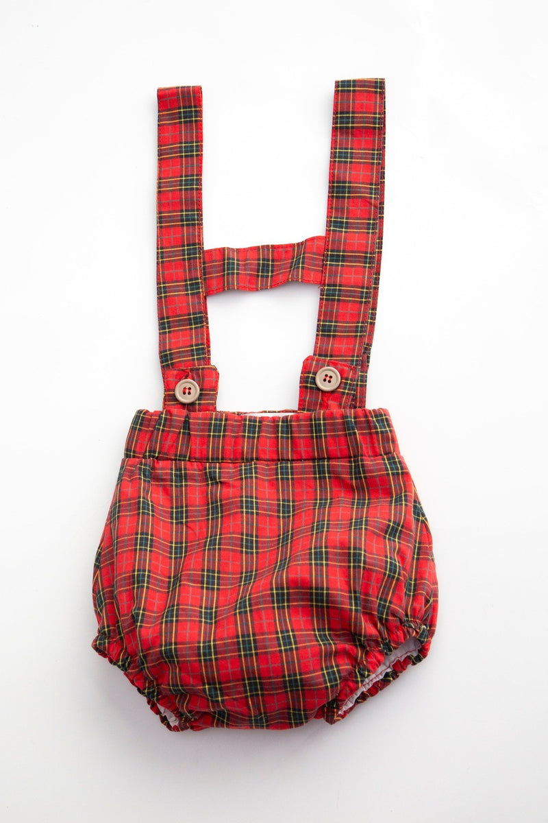 Red Plaid Bloomer with Suspenders
