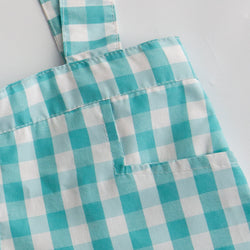 Turquoise Gingham Shorts with Suspenders